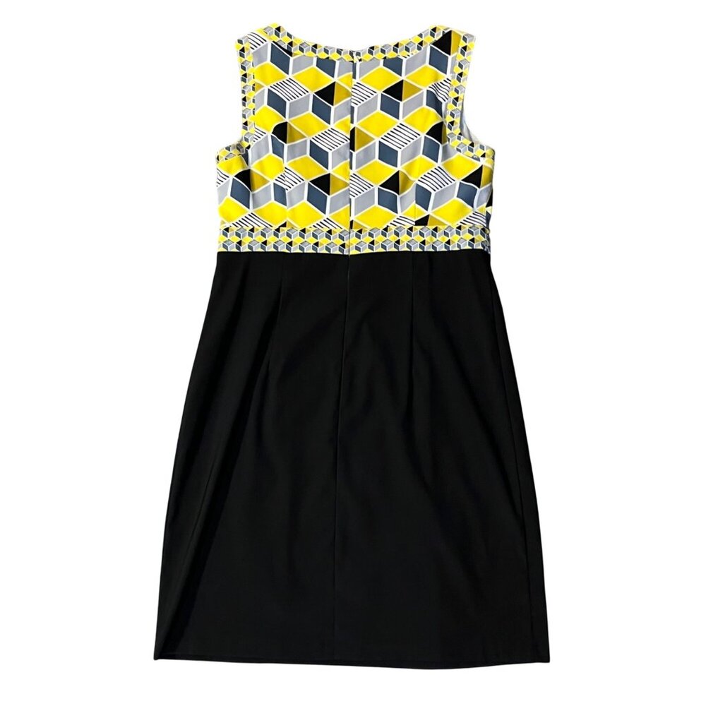 Dressbarn Womens 12 Sleeveless Black Yellow Geometric Dress Used - Picture 5 of 14